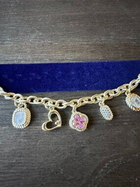 Beautiful 14k Gold Plated Charm Bracelet- New
